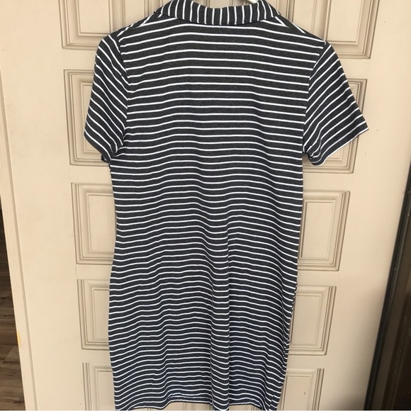 Super Cute Short Jockey Tee Dress Collar/Short Sleeves SzS Blk/Wht Stripes - Picture 2 of 7